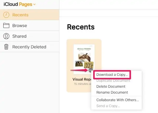 آموزش تبدیل فایل‌های Pages‌ به Word توسط iCloud