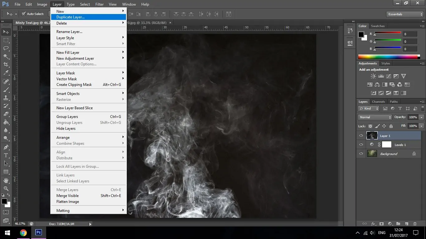 آموزش فتوشاپ: ایجاد مه و دود اطراف متن شفاف روی تصاویر