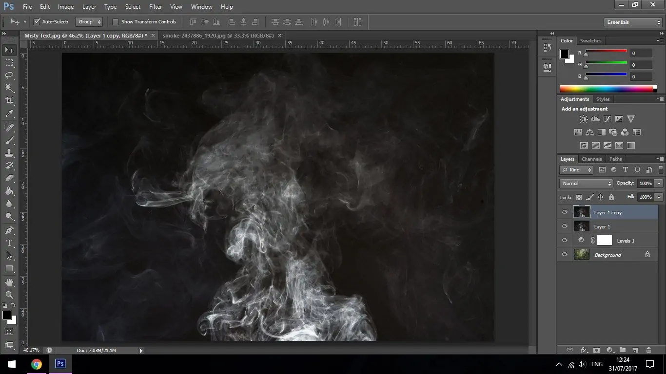آموزش فتوشاپ: ایجاد مه و دود اطراف متن شفاف روی تصاویر