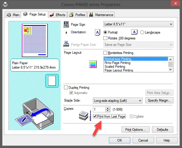 نحوه پرینت کردن صفحات با ترتیب برعکس به کمک تنظیمات پرینتر و Print در ویندوز