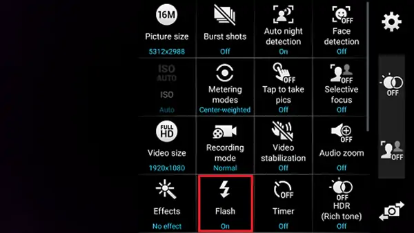 چگونه فلاش دوربین محصولات اندرویدی را حین عکاسی و فیلم‌برداری به صورت دستی خاموش یا روشن کنیم؟