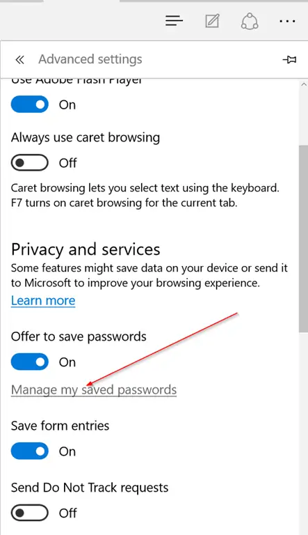 چگونه رمز عبورها را در مرورگر مایکروسافت اج ذخیره یا حذف و یا ویرایش کنیم؟