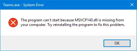 روش حل ارور MSVCP140.dll is missing در ویندوز