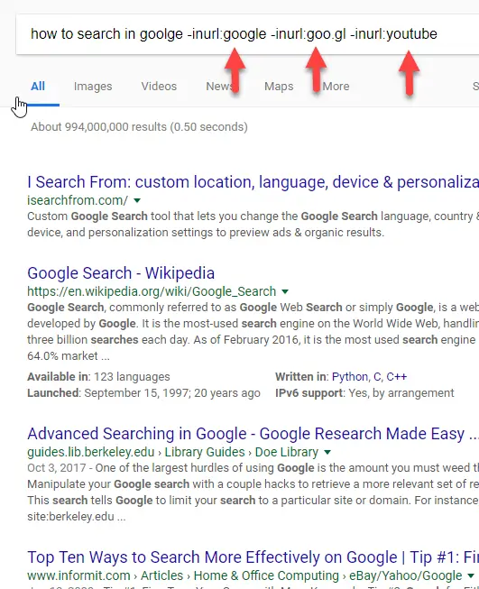چگونه سایت یا لینکی با کلمات خاص را از نتایج سرچ گوگل حذف کنیم؟