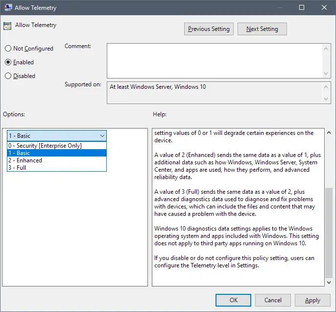 تنظیمات تله‌متری در ویندوز ۱۰ برای کنترل کردن اطلاعاتی که مایکروسافت جمع‌آوری می‌کند