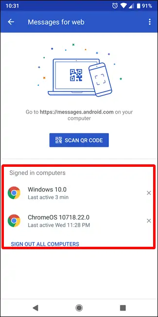 ارسال و دریافت پیامک با کامپیوتر و اینترنت به کمک Android Messages گوگل