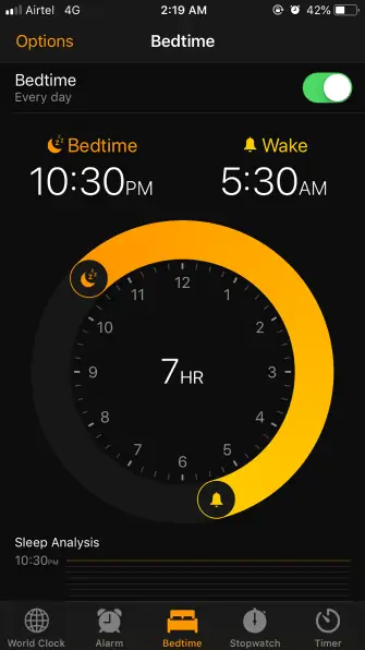 چگونه زمان خواب و بیداری را در اپلیکیشن ساعت یا Clock آیفون تنظیم کنیم؟