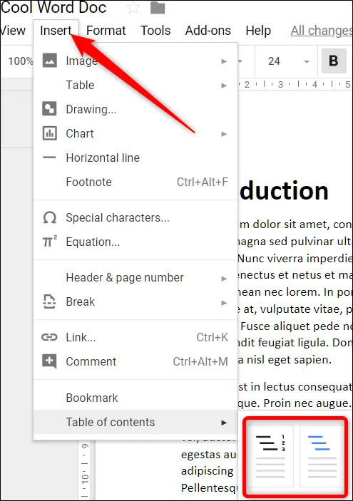 آموزش ایجاد فهرست مطالب در Google Docs