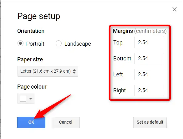 آموزش تنظیم فاصله متن از لبه‌های صفحه در Google Docs