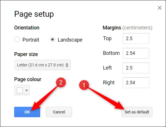 آموزش تغییر جهت صفحه به صورت افقی در گوگل داکس