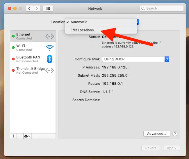آشنایی با Network Location در مک‌او‌اس برای تغییر سریع در تنظیمات شبکه