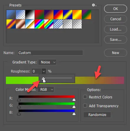 آموزش طراحی طیف رنگ و ترسیم انواع گرادیان رنگ خطی، دایره‌ای و غیره در فتوشاپ