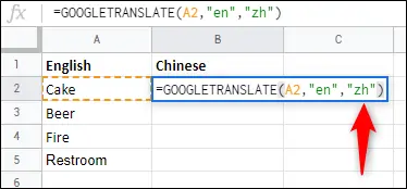 آموزش استفاده از گوگل ترنسلیت در Google Sheets