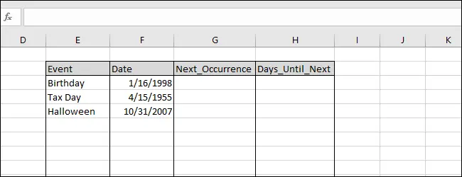 محاسبه تعداد روز باقیمانده تا رویدادهای سالانه در Excel و آشنایی با توابع زمان در اکسل