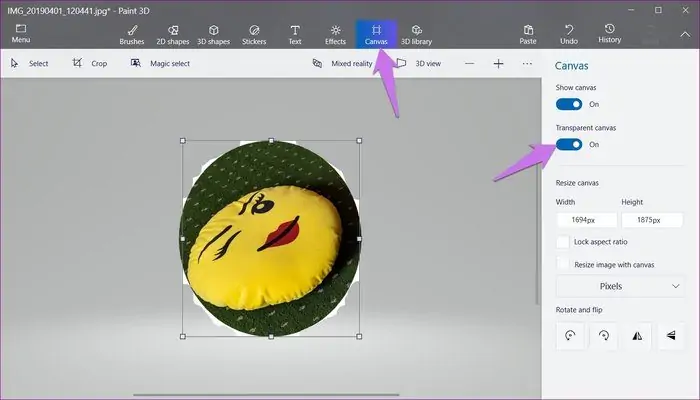 آموزش برش عکس به شکل دایره و قرار دادن روی عکس‌های دیگر با Paint 3D ویندوز ۱۰