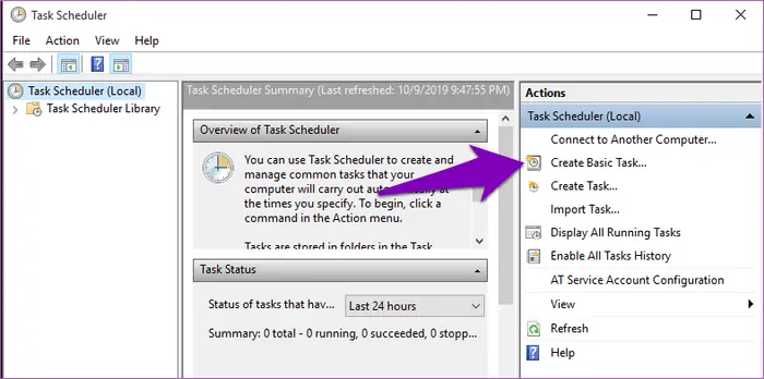 آموزش خاموش کردن زمان‌بندی شده سیستم ویندوزی با Task Scheduler