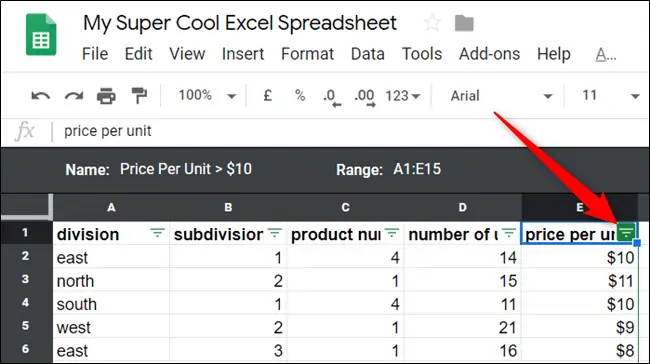 آموزش فیلتر یا مخفی کردن ردیف‌های جدول در Google Sheets و کار با نماهای فیلترشده