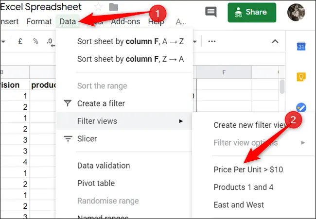 آموزش فیلتر یا مخفی کردن ردیف‌های جدول در Google Sheets و کار با نماهای فیلترشده