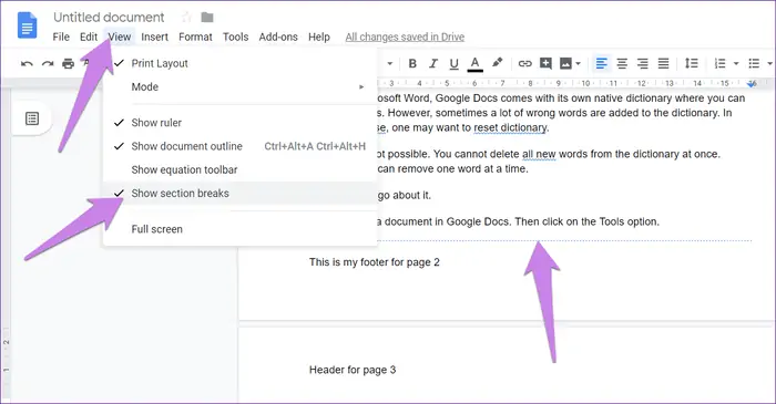 چگونه هدر و فوتر صفحات فایل‌های Google Docs‌ را به صورت متفاوت طراحی کنیم؟