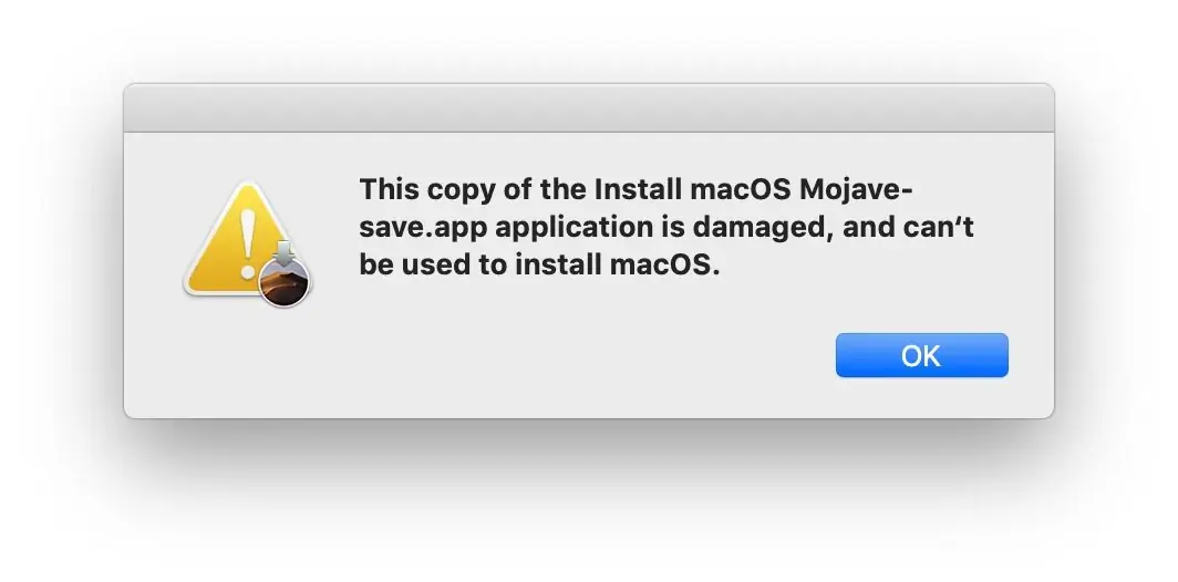 ارور application is damaged, can’t be used to install macOS حین نصب و ارتقای مک‌او‌اس و راه حل مشکل