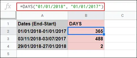 آموزش محاسبه تعداد روزهای بین دو تاریخ در Google Sheets
