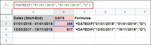 آموزش محاسبه تعداد روزهای بین دو تاریخ در Google Sheets