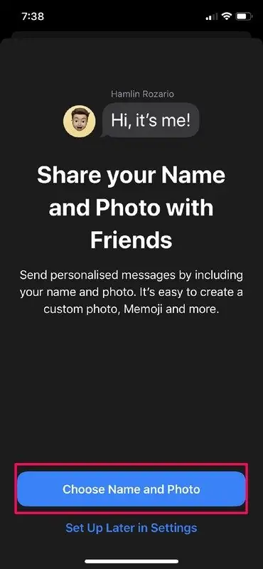 آموزش انتخاب تصویر پروفایل و نام نمایشی در Messages اپل