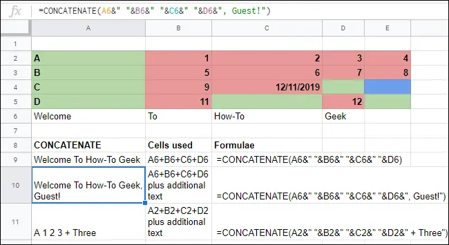 آموزش یکی کردن محتویات چند سلول متنی و عددی در Google Sheets با توابع CONCAT و JOIN و CONCATENATE