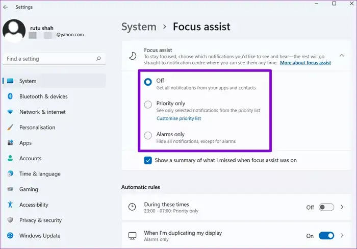 آشنایی با Focus Assist یا حالت تمرکز و تنظیمات آن در ویندوز ۱۱