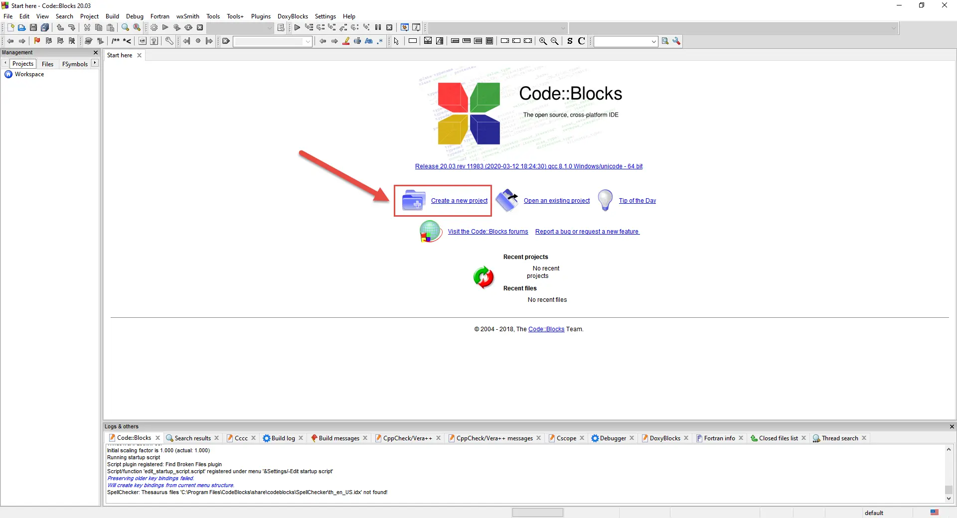 ایجاد پروژه در Code::Blocks