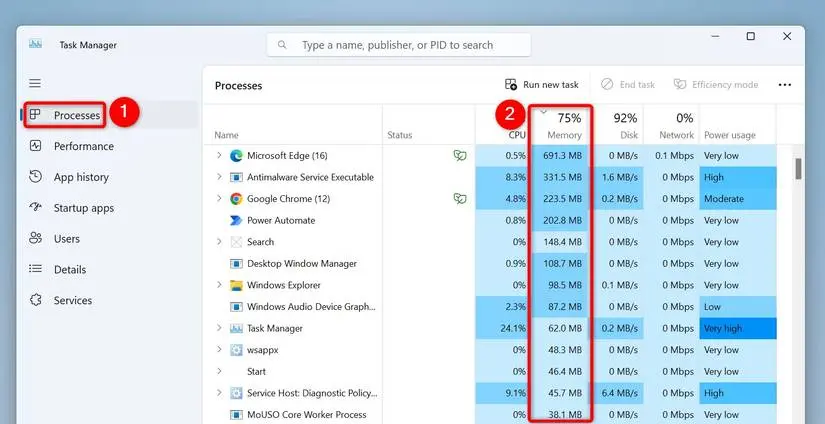 آزاد کردن رم در ویندوز با ریستارت و بستن اجباری به کمک Task Manager