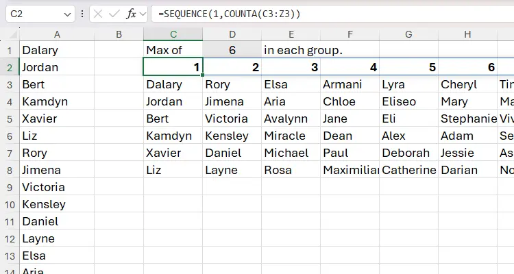 آموزش تابع SEQUENCE در اکسل برای شماره گذاری پویا