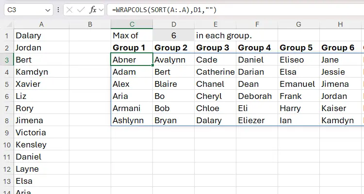 آموزش تقسیم کردن چند ستون یا ردیف در اکسل در چند دسته منظم ستون و ردیف در اکسل