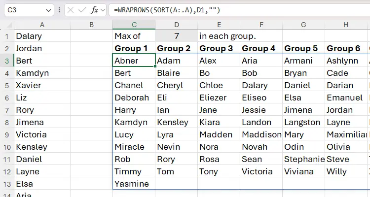 آموزش تقسیم کردن چند ستون یا ردیف در اکسل در چند دسته منظم ستون و ردیف در اکسل