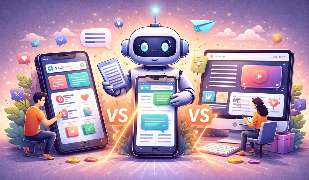 مقایسه ربات تلگرام با اپلیکیشن و سایت