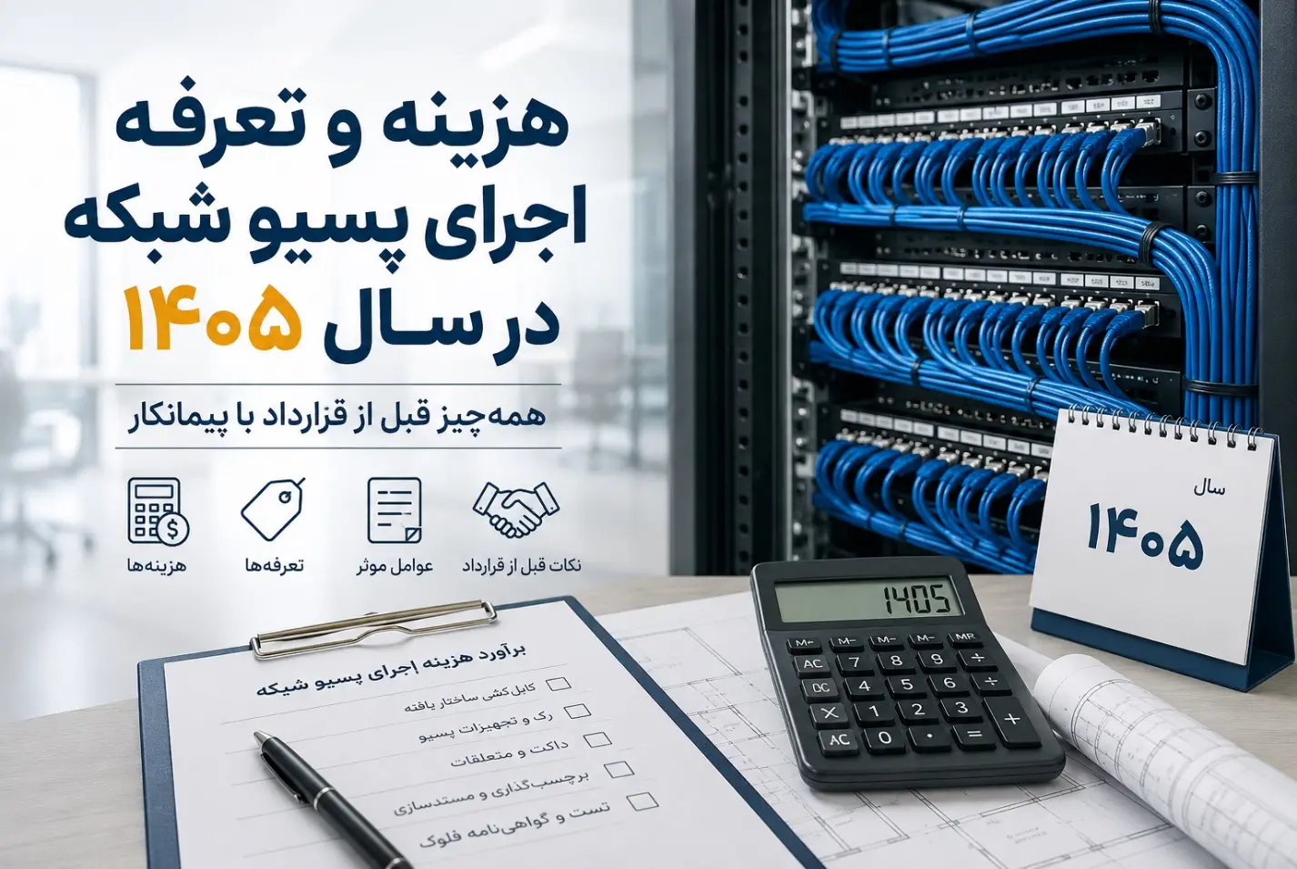 هزینه و تعرفه اجرای پسیو شبکه در سال 1405؛ همهچیز قبل از قرارداد با پیمانکار