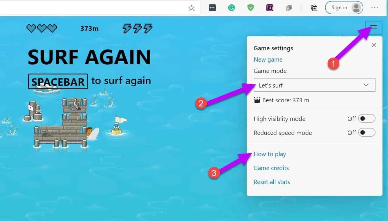 آموزش بازی مخفی مایکروسافت اج؛ نحوه اجرای Edge Surf و معرفی حالت‌های بازی